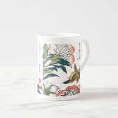 ヴィンテージの日本のなスケッチ、シャクヤクおよびすずめ ボーンチャイナマグカップ (正面右)