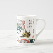 ヴィンテージの日本のなスケッチ、シャクヤクおよびすずめ ボーンチャイナマグカップ (右)