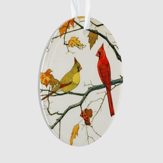 ヴィンテージの日本のなスケッチ、枝の（鳥）ショウジョウコウカンチョウ オーナメント (正面)