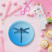 ヴィンテージの日本のなトンボ、サファイアの青 ペーパープレート (パーティー)