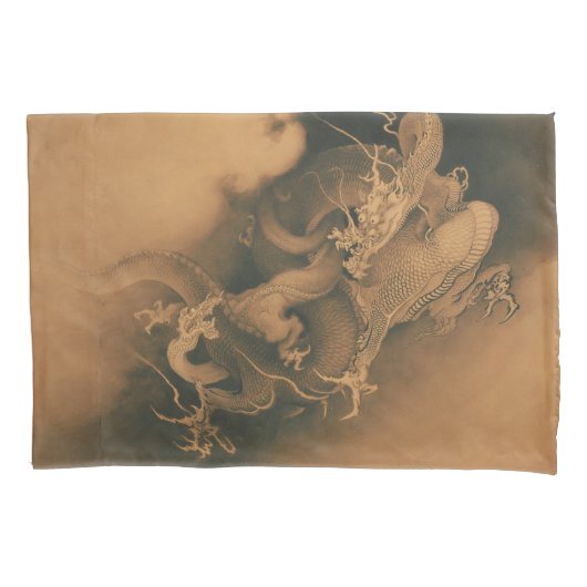 ヴィンテージの日本のなドラゴンの戦い 枕カバー (正面)