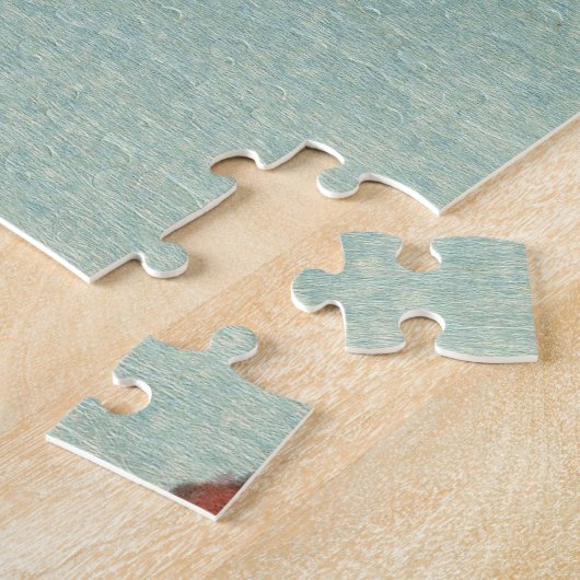 ヴィンテージの日本のなファインアートの緑の鳥 ジグソーパズル (側面)