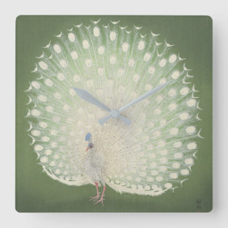 ヴィンテージの日本のなファインアート|の孔雀 スクエア壁時計