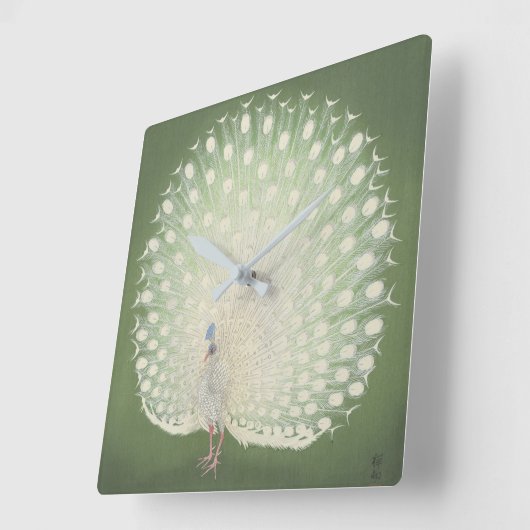 ヴィンテージの日本のなファインアート|の孔雀 スクエア壁時計 (傾斜)