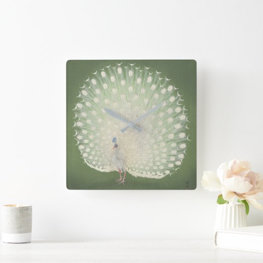 ヴィンテージの日本のなファインアート|の孔雀 スクエア壁時計 (ホーム)