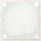 ヴィンテージの日本のなファインアート|の白い孔雀 ガラスコースター (裏面)