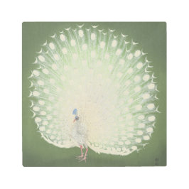 ヴィンテージの日本のなファインアート|の白い孔雀 メタルプリント