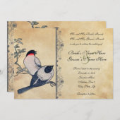 ヴィンテージの日本のな仲の良い恋人同士の結婚式招待状 招待状 (正面/裏面)