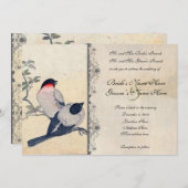 ヴィンテージの日本のな仲の良い恋人同士の結婚式招待状 招待状 (正面/裏面)