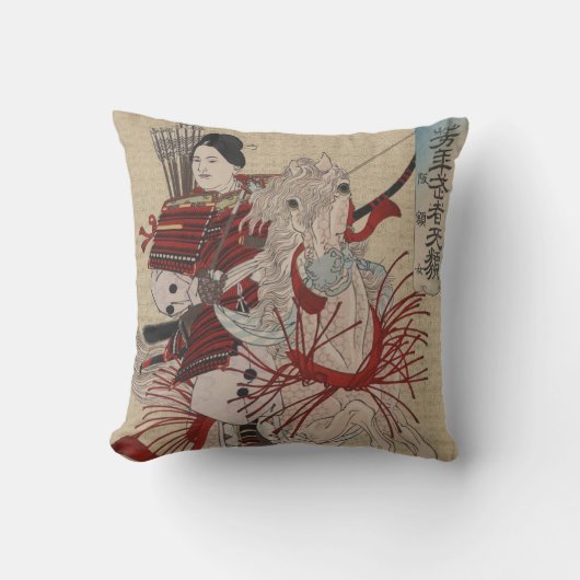 ヴィンテージの日本のな女性の戦士のHangakujoの枕 クッション (正面)