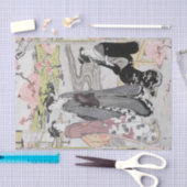 ヴィンテージの日本のな女性ティッシュペーパー 薄葉紙 (クラフト)