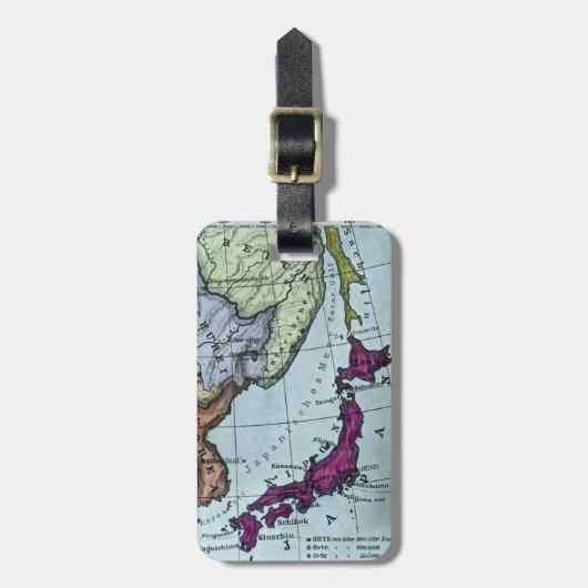 ヴィンテージの日本のな手によって染められる地図の日本 ラゲッジタグ (正面縦)