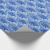 ヴィンテージの日本のな波、コバルトブルーおよび白 ラッピングペーパー (角)