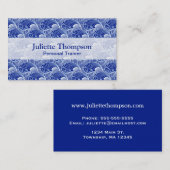 ヴィンテージの日本のな波、コバルトブルーおよび白 名刺 (正面/裏面)