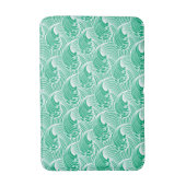 ヴィンテージの日本のな波、ヒスイ緑および白 バスマット (正面縦)