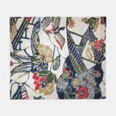 ヴィンテージの日本のな着物の織物(Bingata) フリースブランケット (正面(横))