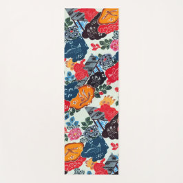 ヴィンテージの日本のな着物の織物(Bingata) ヨガマット