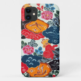 ヴィンテージの日本のな着物の織物(Bingata) iPhone 11 ケース