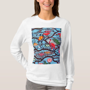 ヴィンテージの日本のな着物の織物(Bingata) Tシャツ