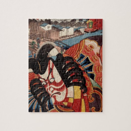 ヴィンテージの日本のな絵画- Kabuki俳優 ジグソーパズル (縦)
