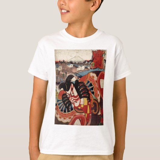 ヴィンテージの日本のな絵画- Kabuki俳優 Tシャツ (正面)