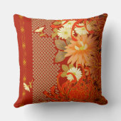 ヴィンテージの日本のな花柄 クッション (裏面)