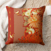 ヴィンテージの日本のな花柄 クッション (ブランケット)