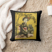 ヴィンテージの日本のな芸者および鬼の投球のクッション クッション (ブランケット)