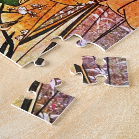 ヴィンテージの日本のな芸者のアートワーク ジグソーパズル (側面)