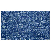 ヴィンテージの日本のな雲、コバルトブルーおよび白 ファブリック (ファットクウォーター)