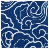 ヴィンテージの日本のな雲、コバルトブルーおよび白 ファブリック (クローズアップ)