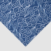 ヴィンテージの日本のな雲、コバルトブルーおよび白 薄葉紙 (詳細)