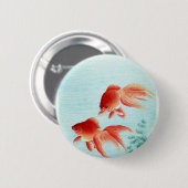 ヴィンテージの日本のな魚のプリント 缶バッジ (正面&裏面)