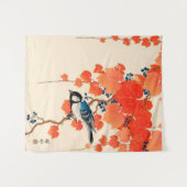 ヴィンテージの日本のな鳥および秋のデマ タペストリー (正面(横))