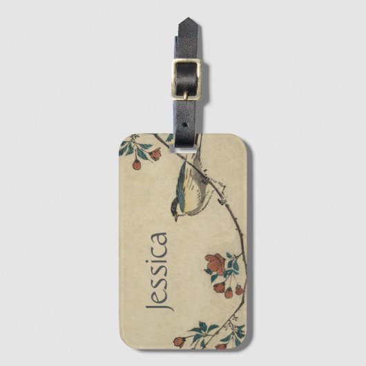 ヴィンテージの日本のな鳥および花の芸術 ラゲッジタグ (正面縦)