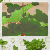 ヴィンテージの日本人のアジサイ。 ピンクおよび緑 キッチンタオル (折り畳み)