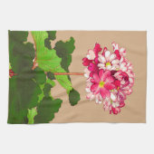 ヴィンテージの日本人のアジサイ。 ピンクおよび緑 キッチンタオル (横)