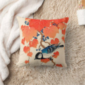 ヴィンテージの日本人のジェイの鳥および秋のデマ クッション (ブランケット)