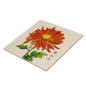 ヴィンテージの日本人の菊。 オレンジおよび金ゴールド タイル (側面)