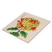 ヴィンテージの日本人の菊。 マスタードの黄色 タイル (側面)