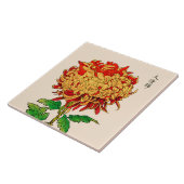 ヴィンテージの日本人の菊。 金ゴールドおよびオレンジ タイル (側面)