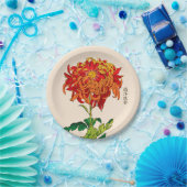 ヴィンテージの日本人の菊。 錆およびオレンジ ペーパープレート (パーティー)