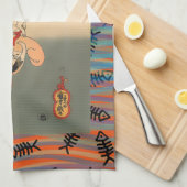 ヴィンテージの日本人のUkiyo-eのナマズの波の芸術 キッチンタオル (四つ折り)