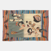 ヴィンテージの日本人のUkiyo-eのナマズの波の芸術 キッチンタオル (横)