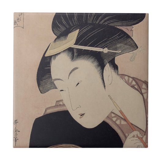 ヴィンテージの日本人のUkiyo-eの女性のポートレートIII タイル (正面)