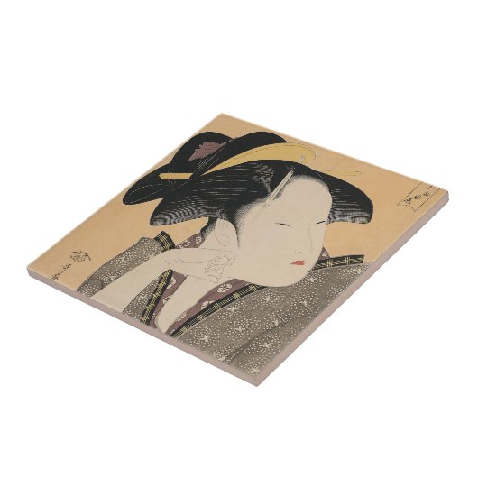 ヴィンテージの日本人のUkiyo-eの女性のポートレートIV タイル (側面)