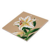 ヴィンテージの日本語Liliy。 白、緑およびベージュ色 タイル (側面)