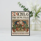 ヴィンテージの旧世界のセントニコラスのクリスマスのコラージュ シーズンポストカード (スタンド正面)