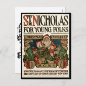 ヴィンテージの旧世界のセントニコラスのクリスマスのコラージュ シーズンポストカード (正面/裏面)