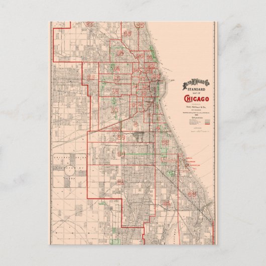 ヴィンテージの旧地図 – 1893 ポストカード (正面)